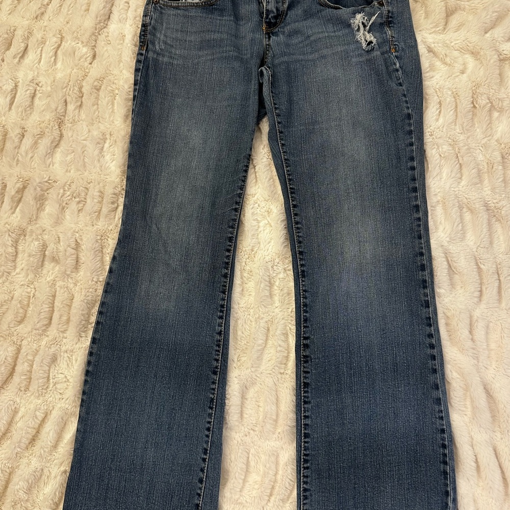 SO Women's Boot Cut Jeans - Distressed Blue